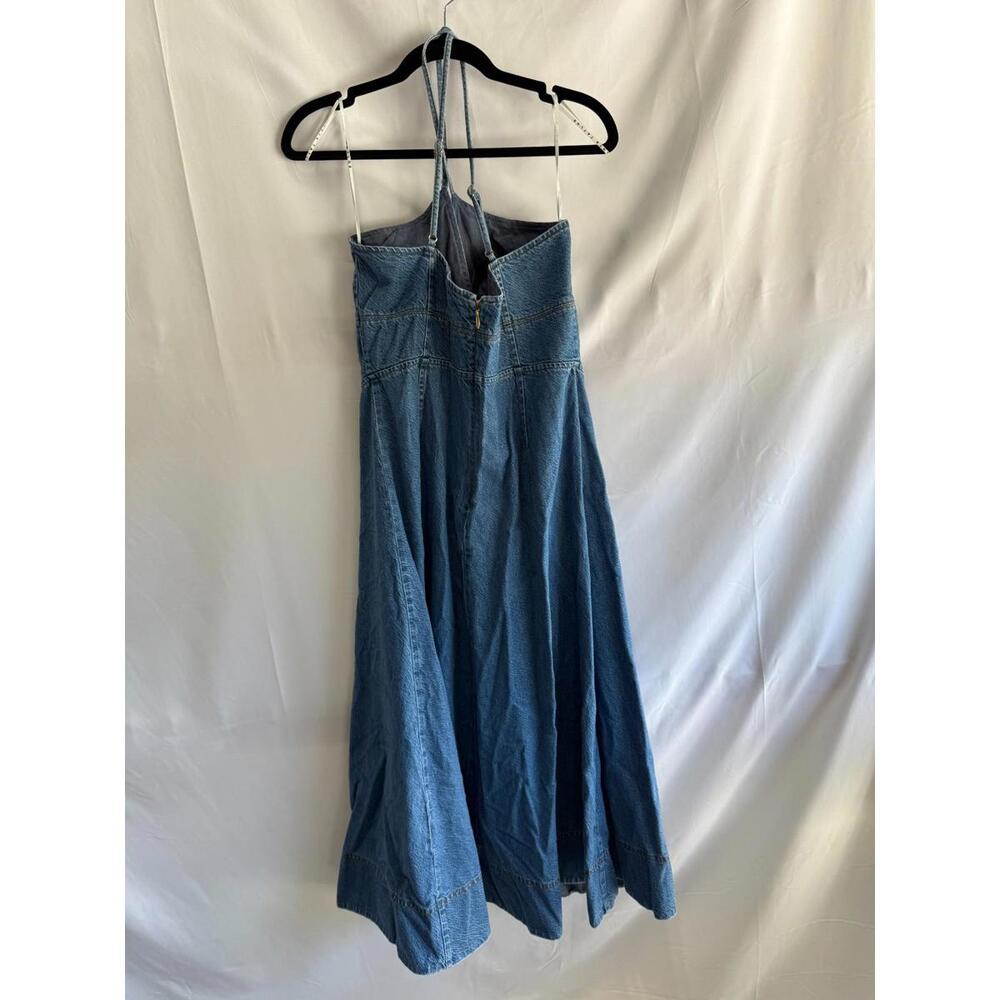 Tanya Taylor Hendrix Dress Blue Size 12 With Minor Fabric Pull - Picture 5 of 7
